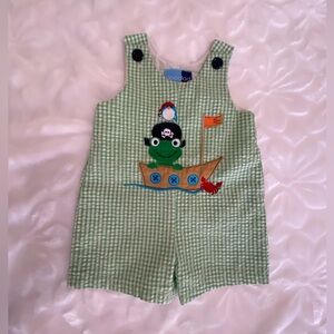 Green Gingham Frog Pirate Shortall